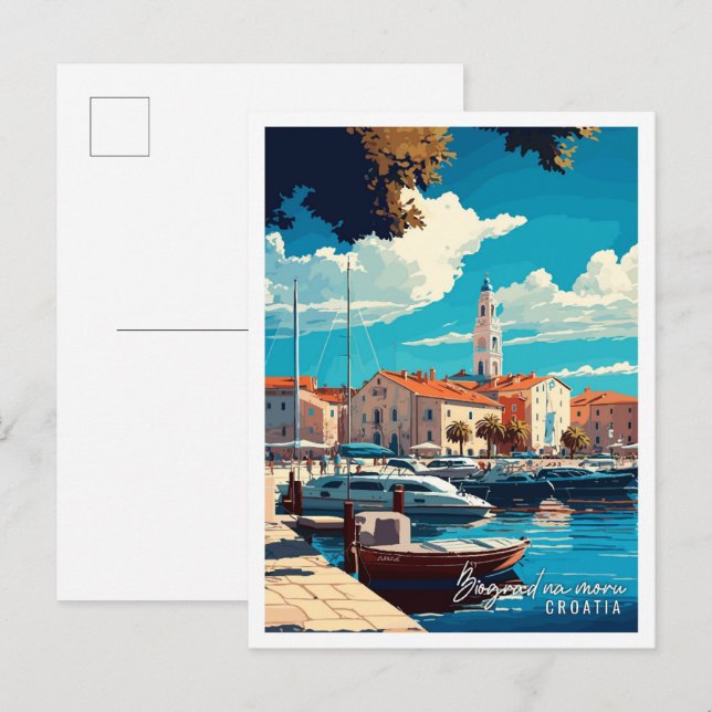 Biograd na moru Kroatien Jahrgang Reise Postkarte (Vorne/Hinten)