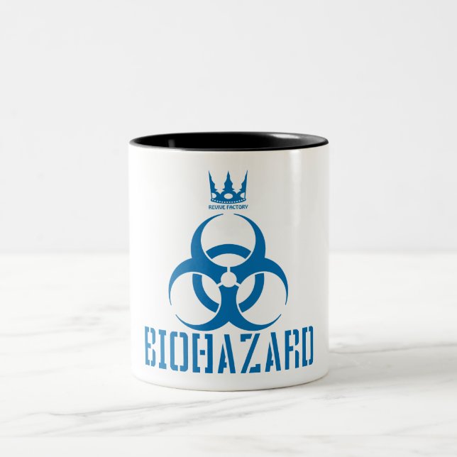 BIOHAZARD（青） ZWEIFARBIGE TASSE (Mittel)