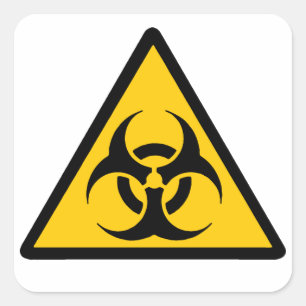 Biohazard – bichrome yellow/black quadratischer aufkleber