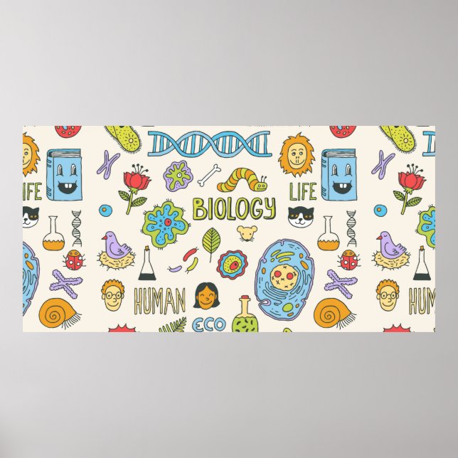 Biologie. Handgezeichnet. Vintage Darstellung. Poster (Vorne)