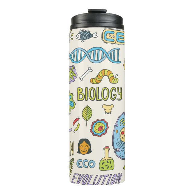 Biologie. Handgezeichnet. Vintage Darstellung.  Thermosbecher (Vorderseite)