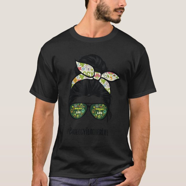 Biologie Lehrer lebenschaotische Haarbrille T-Shirt (Vorderseite)
