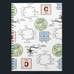 Biologie Lehrer Muster Genetik Zellengeek Notizblock<br><div class="desc">Lebenswissenschaftliche Design mit Punnett-Quadraten,  Krebs Zyklusdiagrammen,  Kohlenstoffelementen,  Bakterienzellen unter dem Mikroskop und Neuronen. Ideal für Lehrer und Biologen.</div>