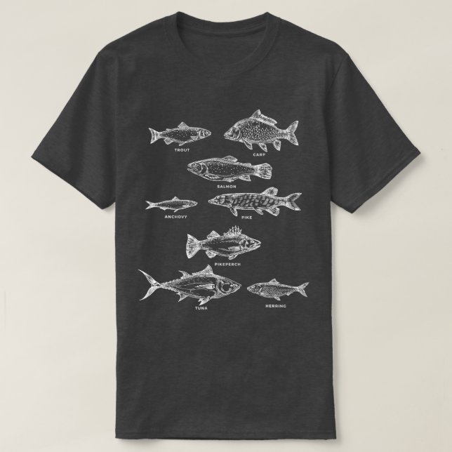 Biologie See Tierische Fischarten Fischfang T-Shirt (Design vorne)