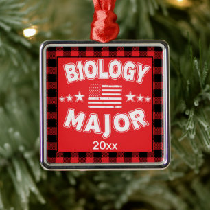 Biologie Uni Student Rote Karierte Weihnachten Ornament Aus Metall