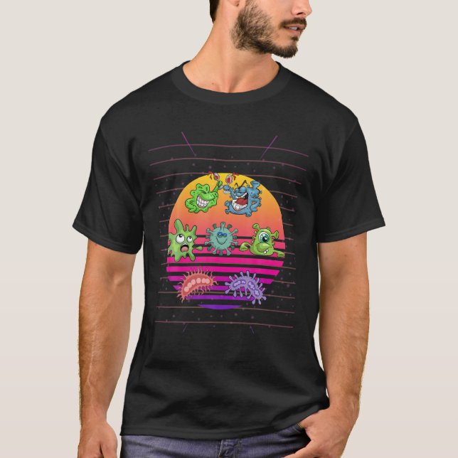 Biologie Vaporwave Ästhetischer 80er Art Microbiol T-Shirt (Vorderseite)