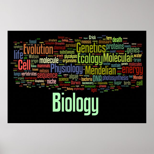 Biologie Wort Nr. 8 Schwarz Poster (Vorne)