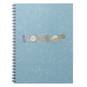 Biologiekarten und Typografie blau Notizblock