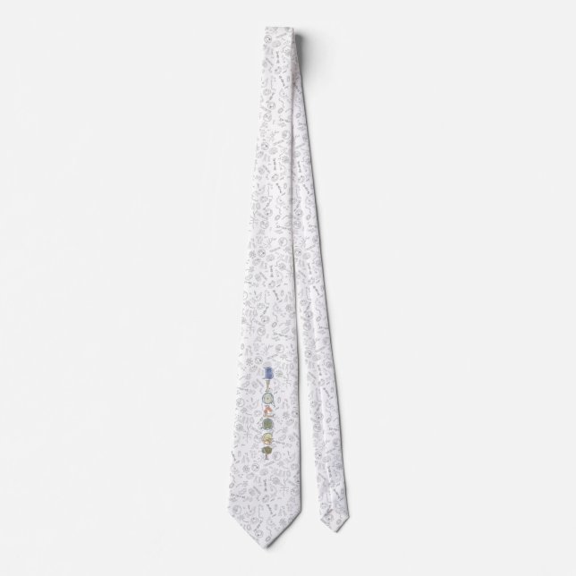 Biologiekartenmuster schwarze vertikale Typografie Krawatte (Vorderseite)