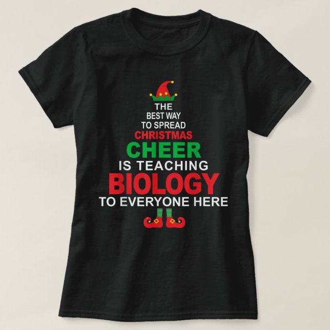 Biologielehrer Weihnachten - Elf Weihnachtsmann T-Shirt (Design vorne)