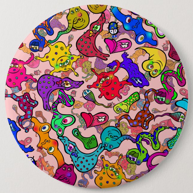 Biologischer Allergie-Ausbruch-Gekritzel-Cartoon Button (Vorderseite)