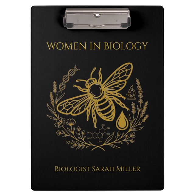 Biology Bee & Golden DNA Spiral Notebook Klemmbrett (Vorderseite)