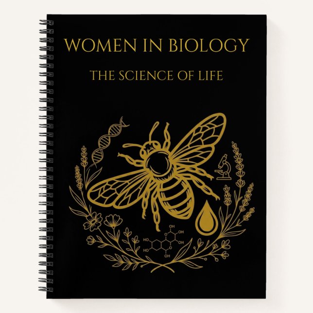 Biology Bee & Golden DNA Spiral Notebook Notizbuch (Vorderseite)