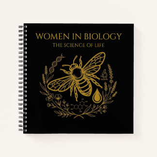 Biology Bee & Golden DNA Square Notebook Notizbuch