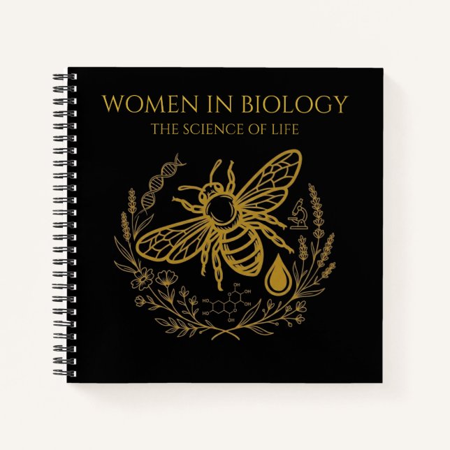 Biology Bee & Golden DNA Square Notebook Notizbuch (Vorderseite)