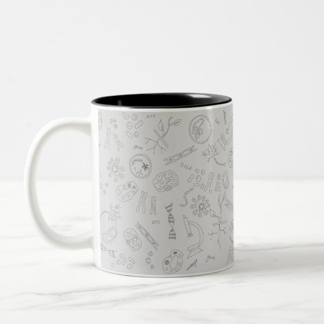 Biology diagram pattern black grey zweifarbige tasse (Links)