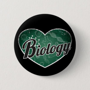 Biology Retro Heart Blackboard Liebe Button