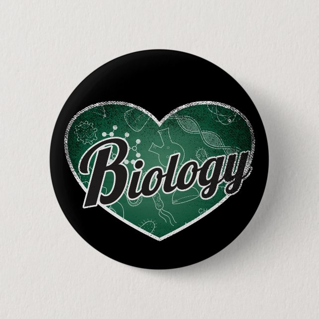 Biology Retro Heart Blackboard Liebe Button (Vorderseite)