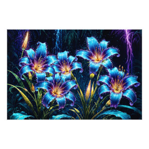 Biolumineszente Blume Nachtgartenillustrierung Fotodruck