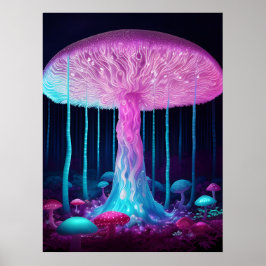 Biolumineszente Fantasiepilze Poster