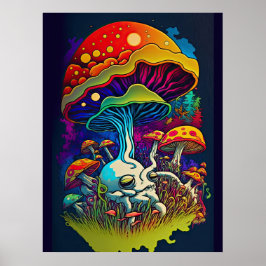Biolumineszente Fantasiepilze Poster