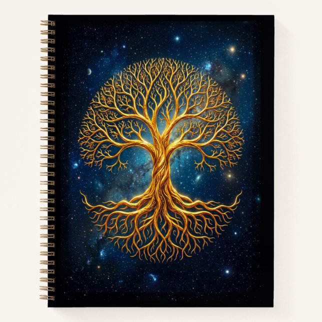 Biolumineszenter Blauer Baum Des Lebens Magische F Notizbuch (Vorderseite)