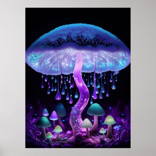 Biolumineszentes Fantasy-Pilz-Poster-Set Poster (Vorne)