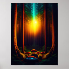 Biolumineszentes Fantasy-Pilzposter-Set Poster