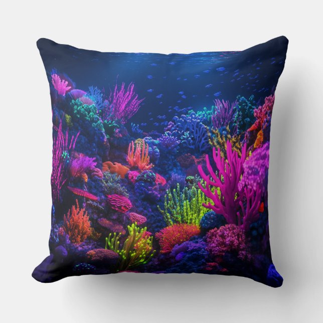 Biolumineszentes Korallenriff🌟 Kissen (Vorderseite)