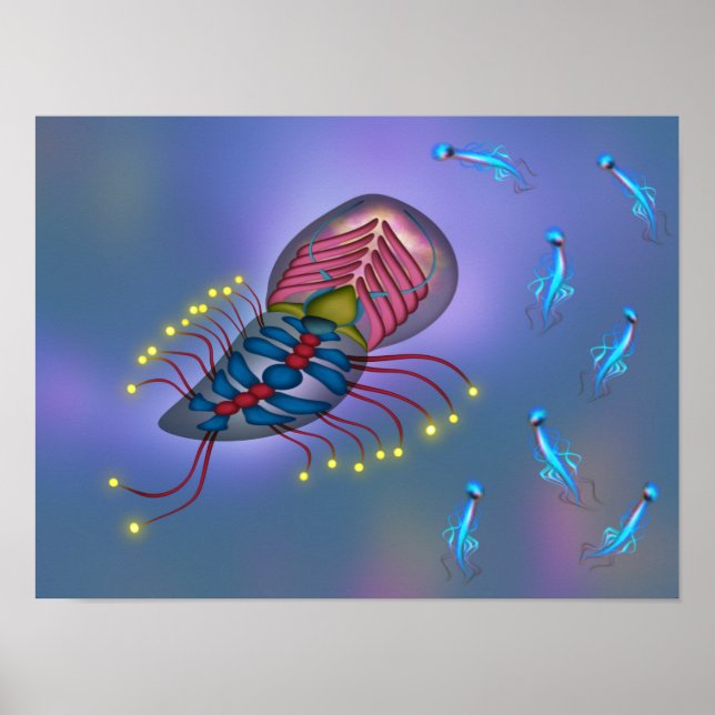 Biolumineszenz-Sci-Fi-Tiefseegeschöpf Poster (Vorne)