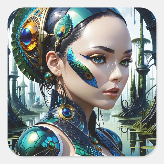 Biomechanische cybernetische Giganten sind cyberne Quadratischer Aufkleber (Vorderseite)