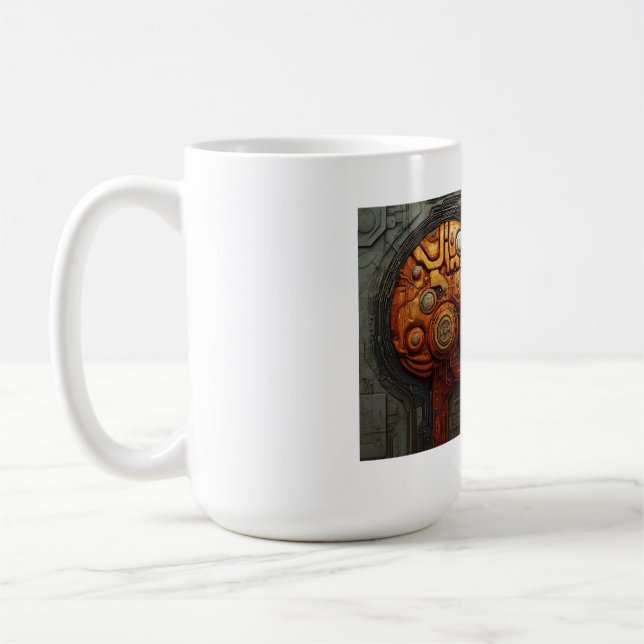 Biomechanische Cyberpunk-Androiden-Paar-Kunst Kaffeetasse (Links)