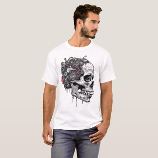 Biomechanischer Cyberpunk-Cyborg-Schädelmotor T-Shirt