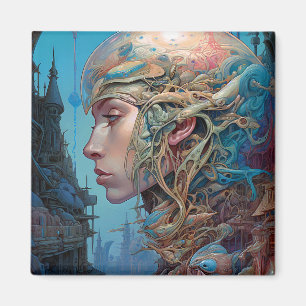 Biomechanischer Leiter Surreal Sci-Fi Art Magnet