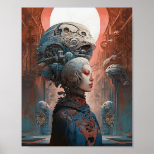 Biomechanischer Leiter Surreal Sci-Fi Art Poster