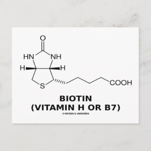 Biotin (Vitamin H oder B7) Chemisches Molekül Postkarte