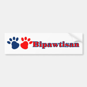 Bipawtisan Funny Dog Paws in Red Blue Policies Autoaufkleber