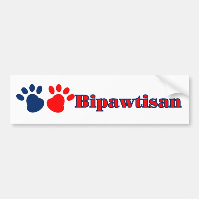 Bipawtisan Funny Dog Paws in Red Blue Policies Autoaufkleber (Vorne)