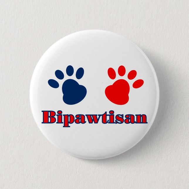 Bipawtisan Funny Dog Paws in Red Blue Policies Button (Vorderseite)