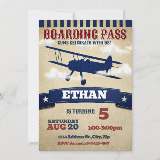 Biplane Airplane Geburtstag Einladung Vintages Flu