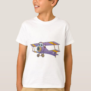 Biplane Lila Cartoon T-Shirt
