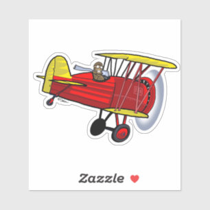 Biplane Red Aufkleber