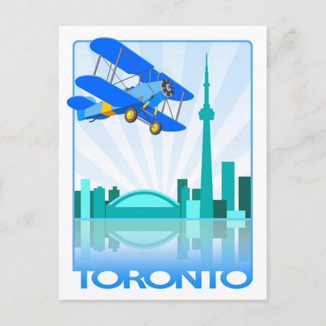 Biplane über Toronto Retro-Design Postkarte (Vorderseite)