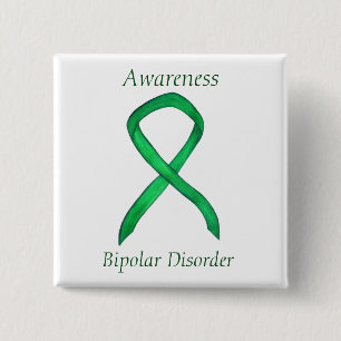 Bipolare Störung Green Awarness Ribbon Custom Butt Button