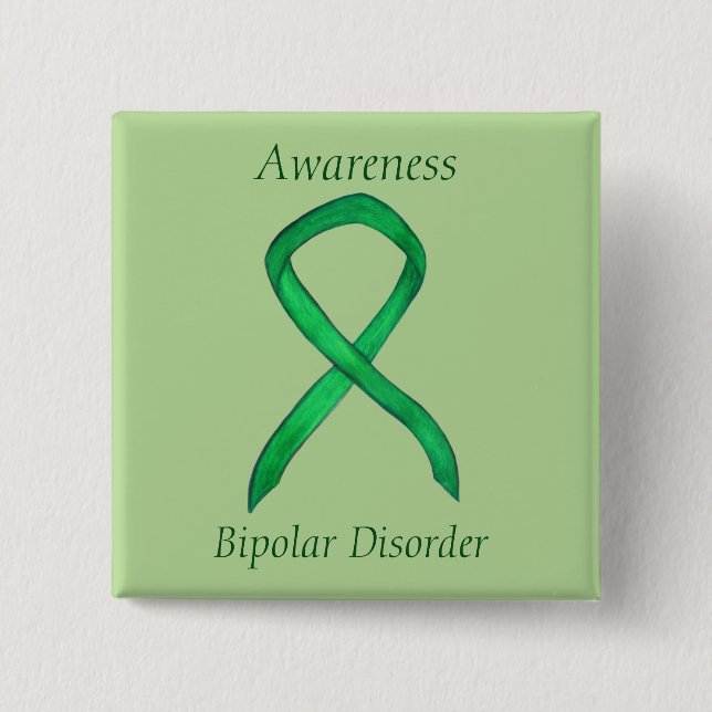 Bipolare Störung Green Awarness Ribbon Custom Butt Button (Vorderseite)