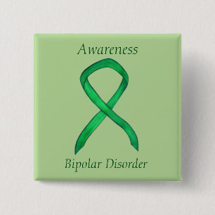 Bipolare Störung Green Awarness Ribbon Custom Butt Button