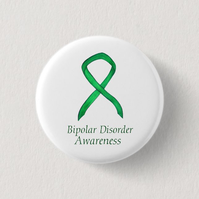 Bipolare Störung Green Awarness Ribbon Custom Butt Button (Vorderseite)