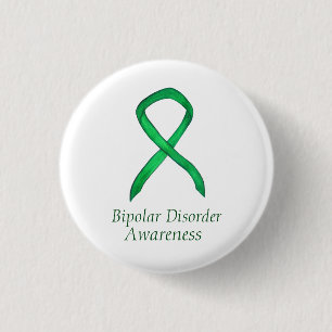 Bipolare Störung Green Awarness Ribbon Custom Butt Button