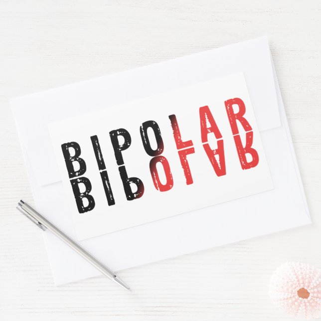 Bipolare Textgestaltung Rechteckiger Aufkleber (Umschlag)