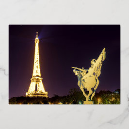 Bir-Hakeim bei der Nachtbrücke - Paris, Frankreich Folien Feiertagskarte